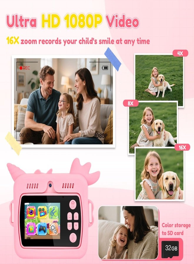 OTJ Kids Camera Instant Print for Girls Boys - Selfie Toddler Digital Toy Camera Gift Set, Christmas Birthday Gifts for 3 4 5 6 7 8 9 10 Years Old Kids - Image 5